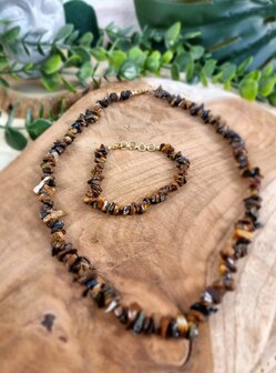 Sset bracelet and pendant split Tiger Eye