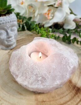 Rose quartz tea light holder