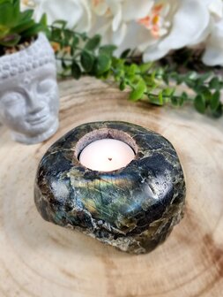 Tealight holder Labradorite semi-polished