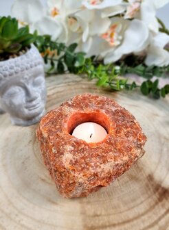 Tea light holder Fire calcite