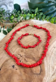  red coral bracelet and necklace - set