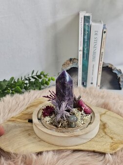 Amethyst garden in bell jar