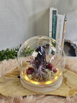 Amethyst garden in bell jar