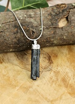 black tourmaline pendant silver plated