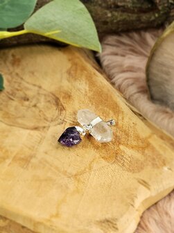 Amethyst and rock crystal double pendant