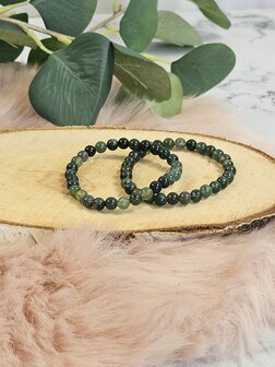  Moss agate ball bracelet 6 mm