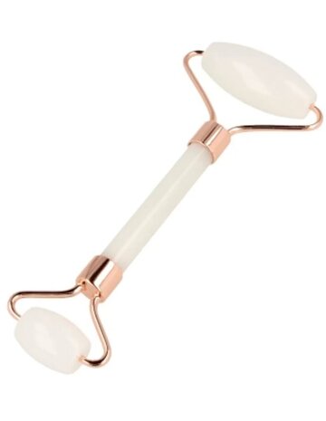 Face massage roller - white - jade