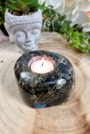 Tealight holder Labradorite semi-polished