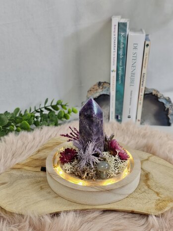 Amethyst garden in bell jar